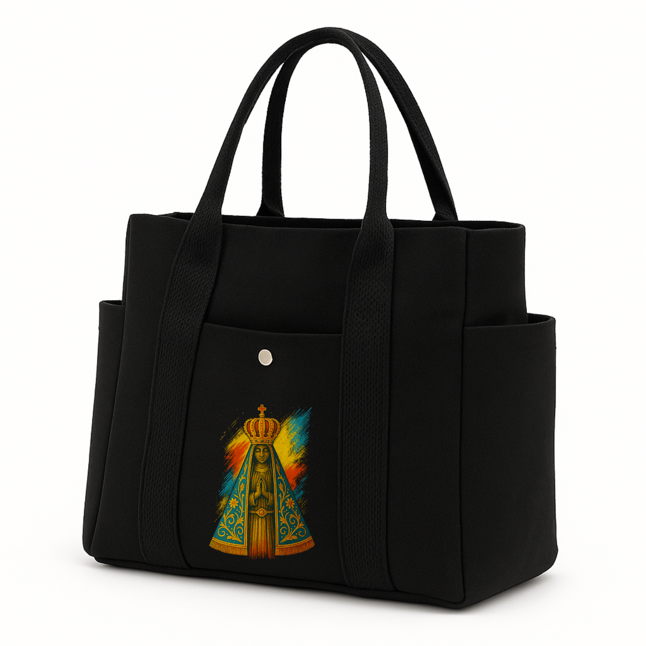 Bolsa Sacola De Algodão Cru Nossa Senhora Aparecida Com Zíper