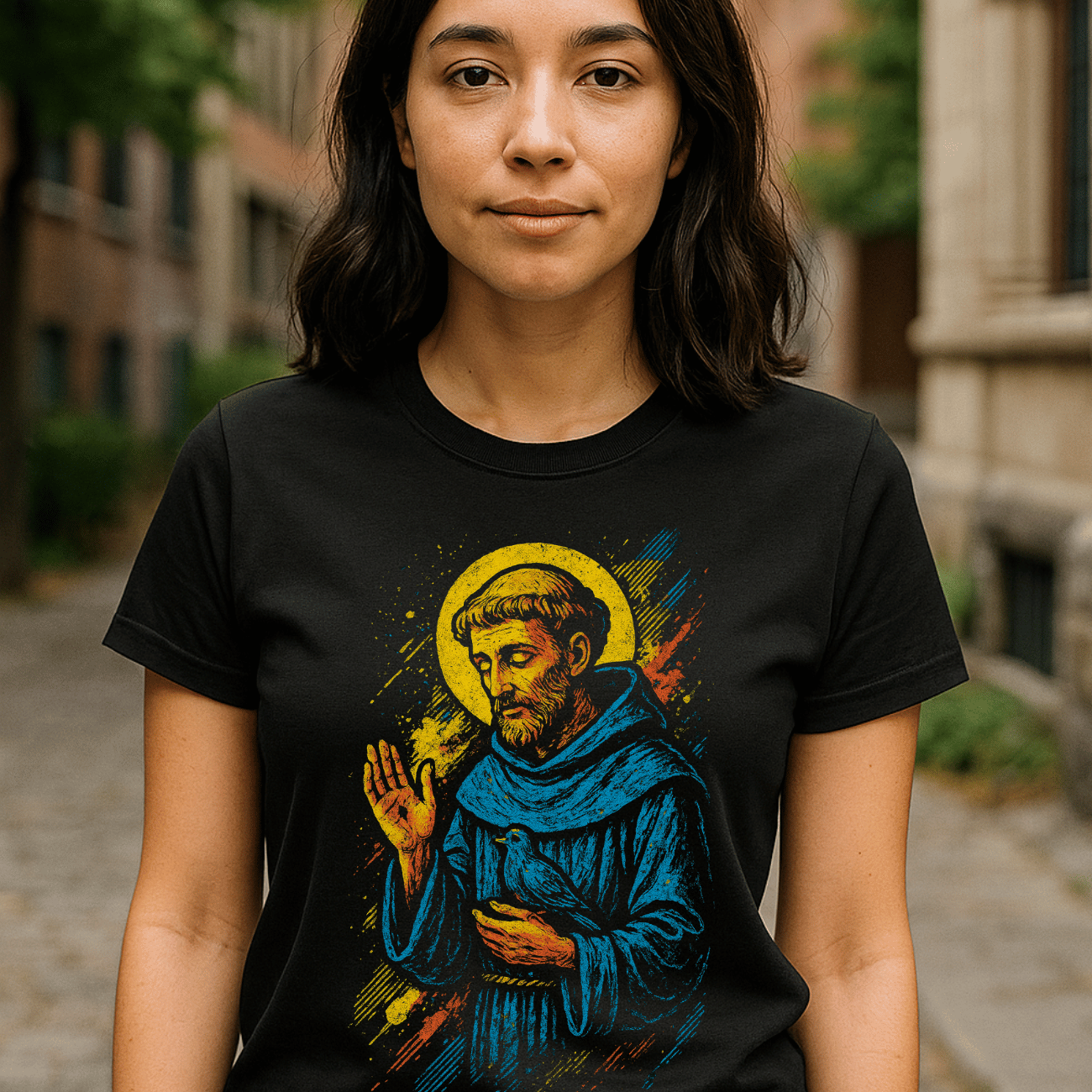 Camiseta Feminina Algodão São Francisco De Assis Casual