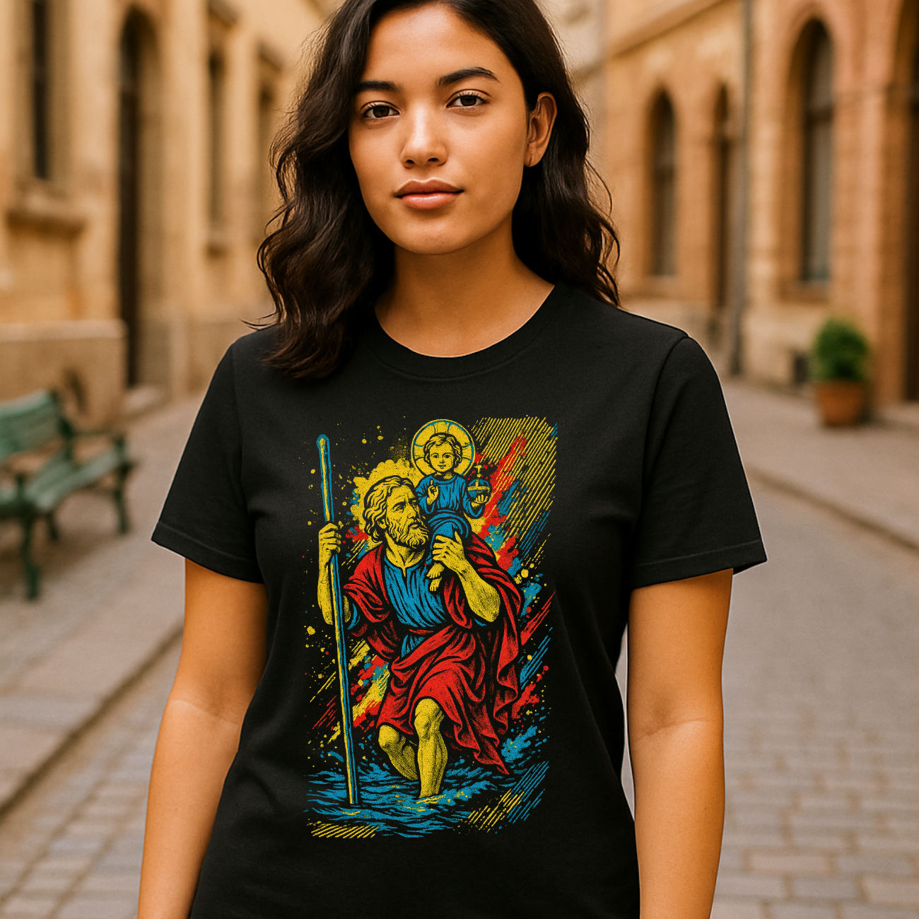Camiseta Feminina Básica Algodão São Cristóvão Proteção