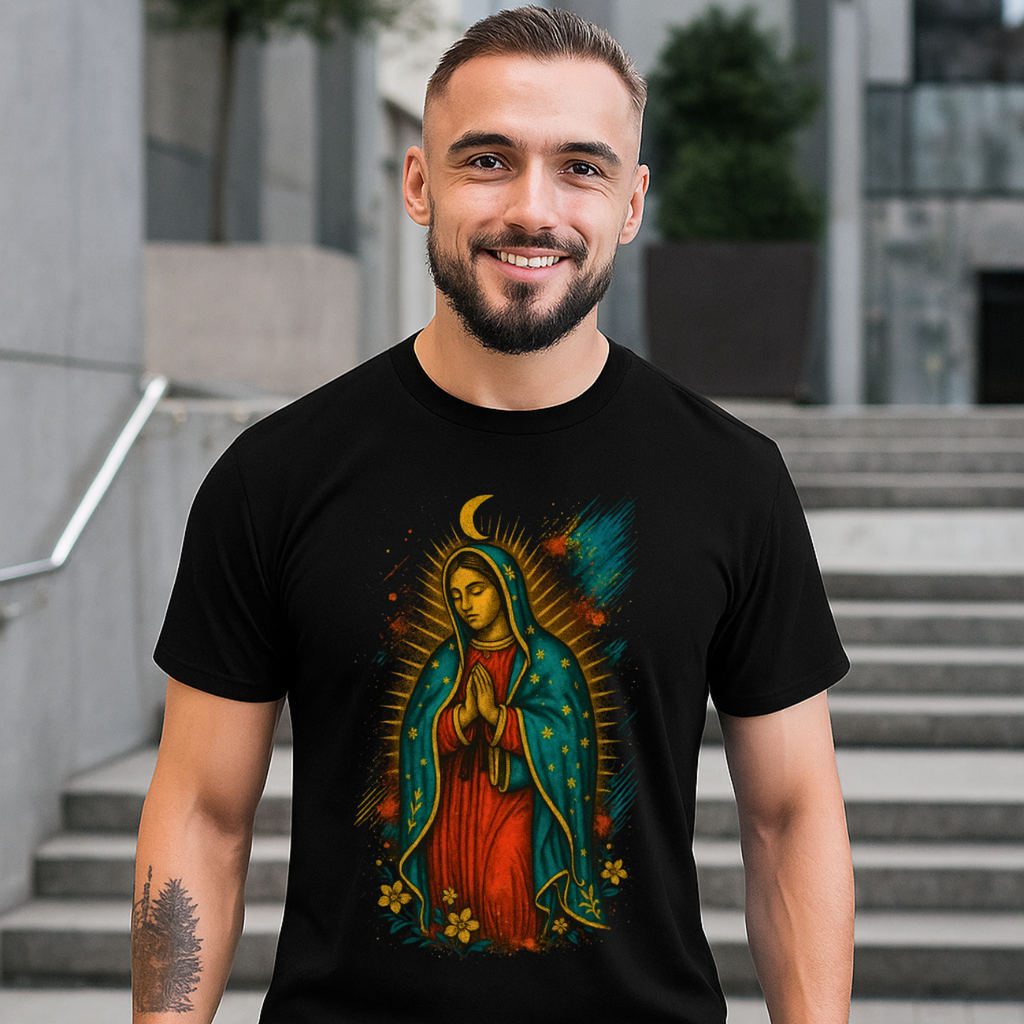Camiseta Masculina Algodão Nossa Senhora de Guadalupe Ato de Fé