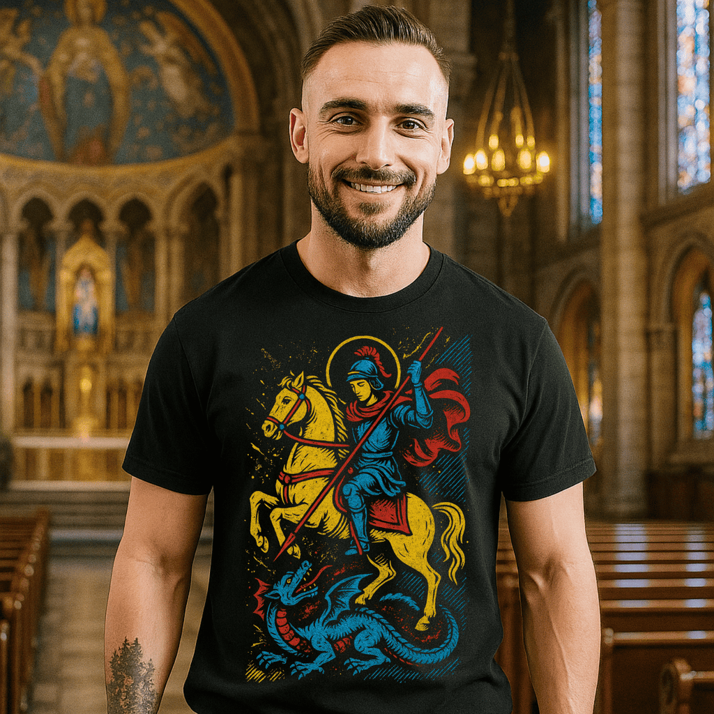 Camiseta Masculina Algodão São Jorge Proteção