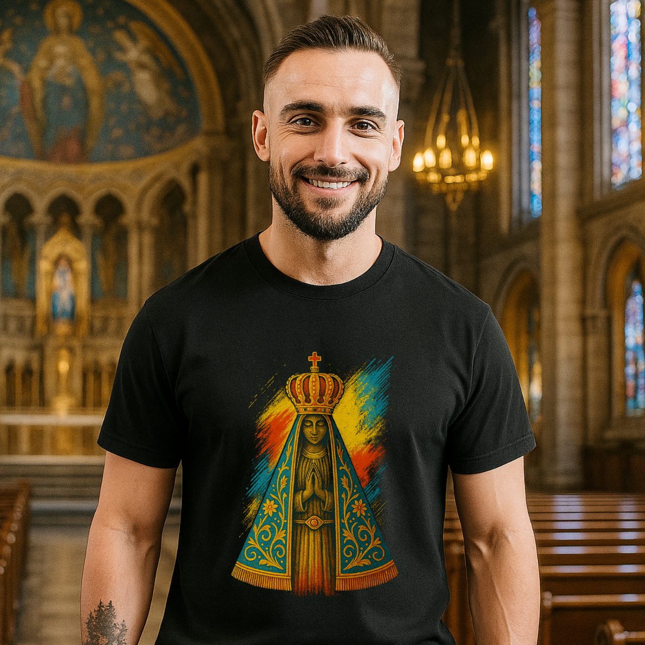 Camiseta Masculina Nossa Senhora Aparecida | Fé e Proteção