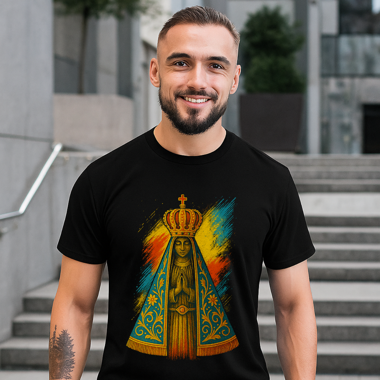 Camiseta Masculina Nossa Senhora Aparecida | Fé e Proteção