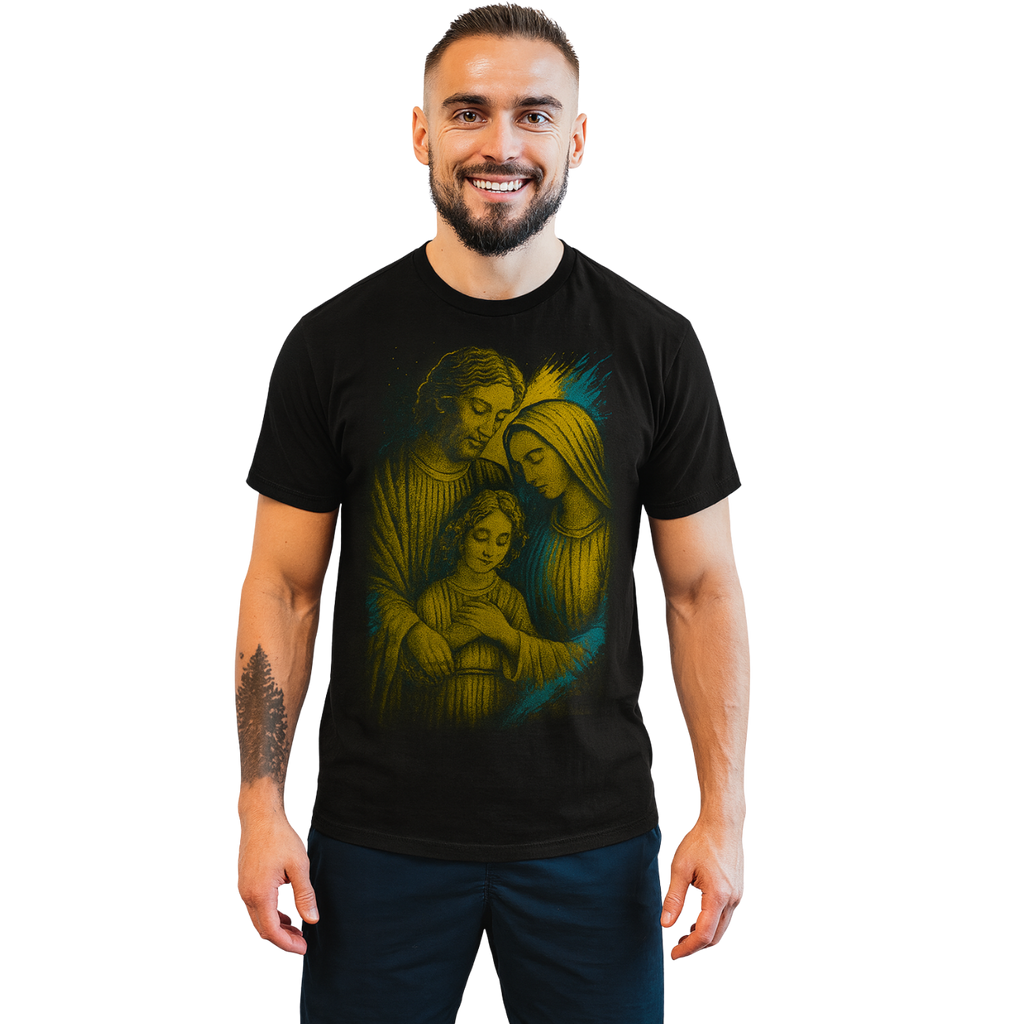 Camiseta Masculina Algodão Sagrada Família Proteção E Estilo